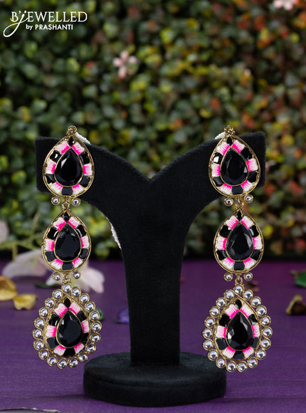 Fashion dangler minakari earrings with black and kundan stores