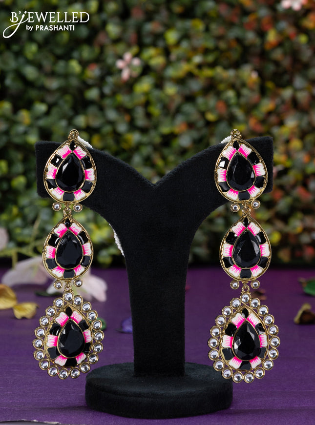 Fashion dangler minakari earrings with black and kundan stores