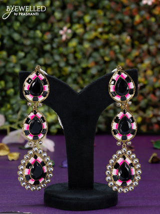 Fashion dangler minakari earrings with black and kundan stores