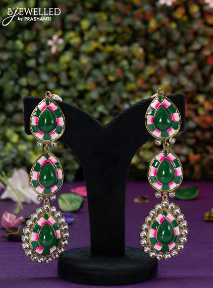 Fashion dangler minakari earrings with emerald and kundan stores