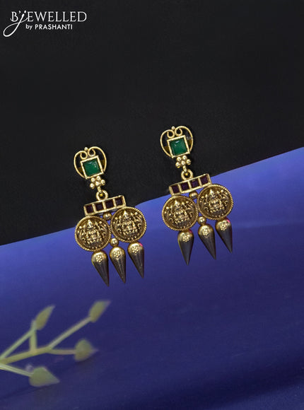 Antique Necklace lakshmi design with kemp stones