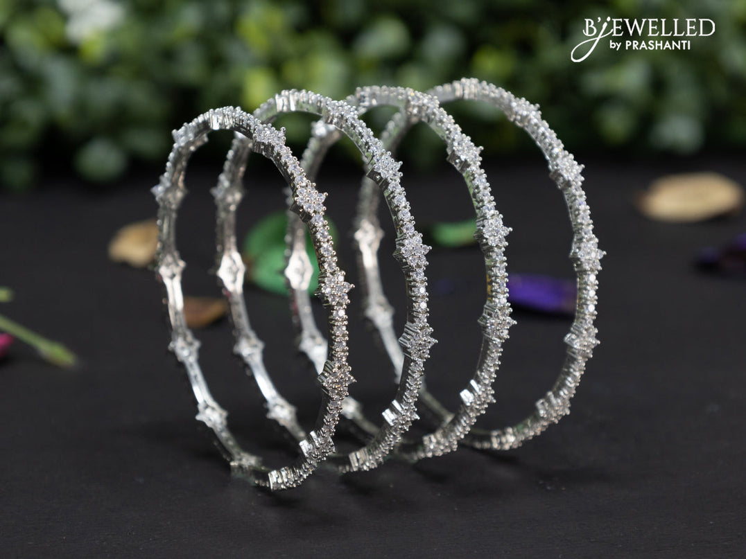 Zircon bangles floral design with cz stones