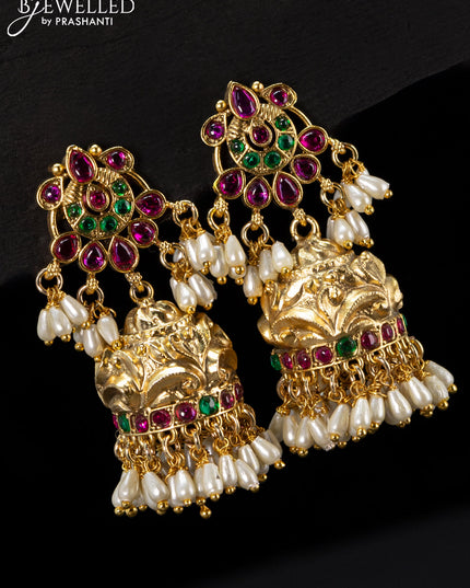 Antique jhumka floral design with kemp and pearl hangings