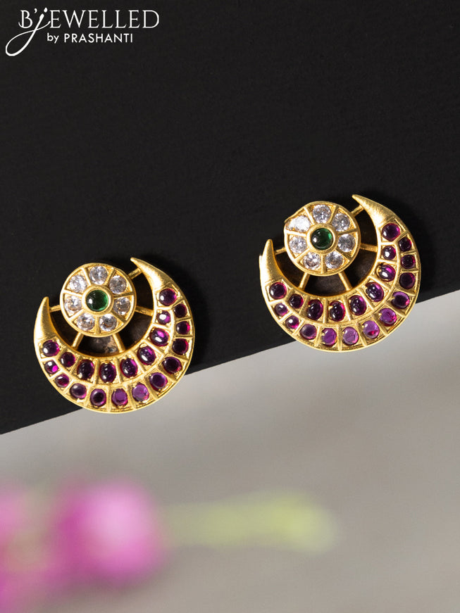Antique earrings chandbali design with kemp and cz stone