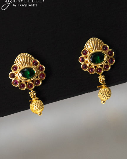 Antique earrings with kemp and golden bead hanging