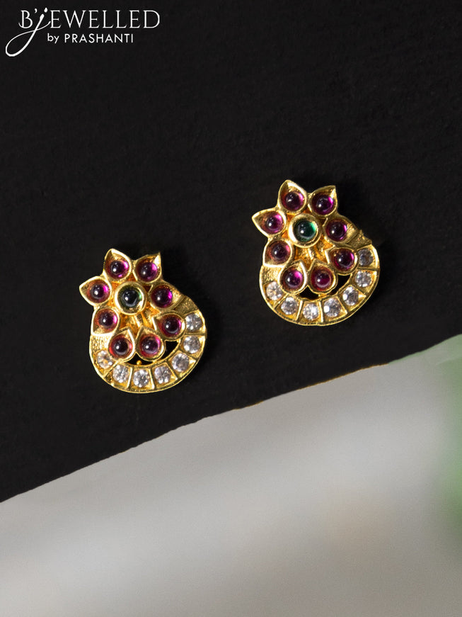 Antique earrings floral design with kemp and cz stone