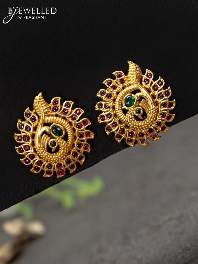 Antique earrings peacock design with kemp stones