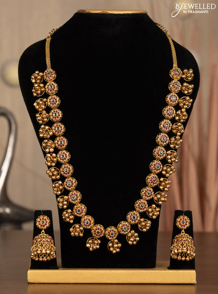 Antique haaram with kemp stones and golden beads