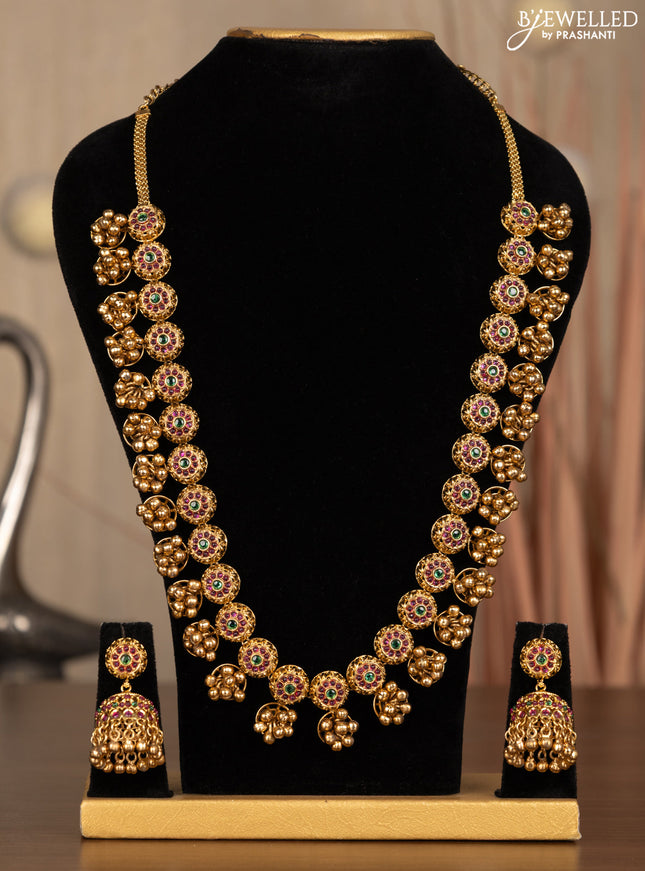 Antique haaram with kemp stones and golden beads