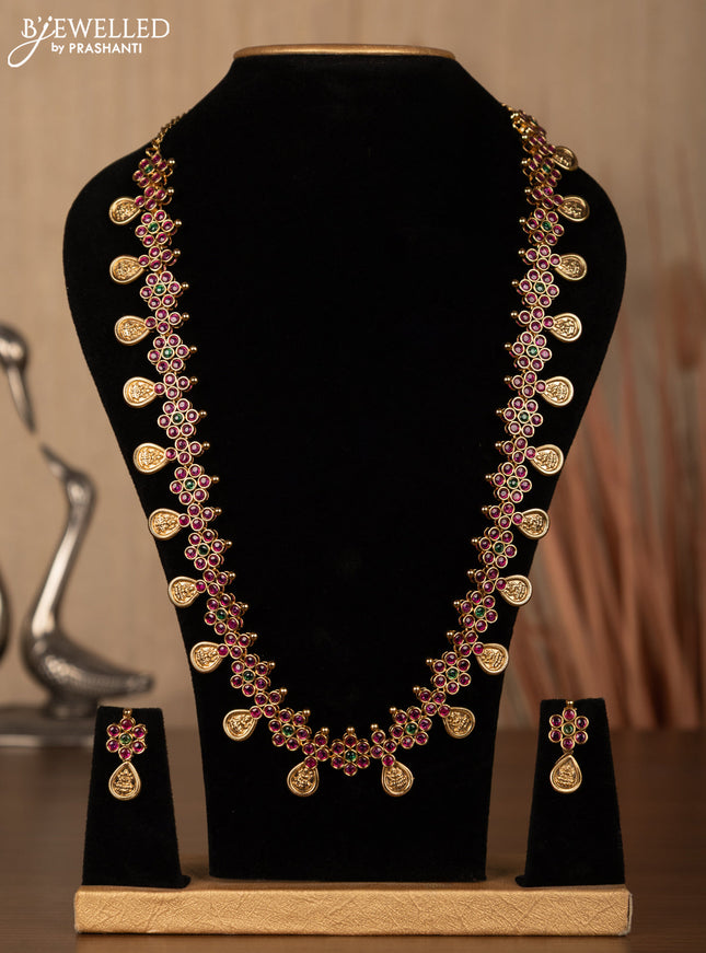 Antique haaram lakshmi design with kemp stones