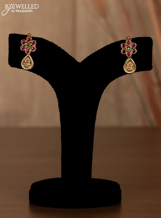 Antique haaram lakshmi design with kemp stones