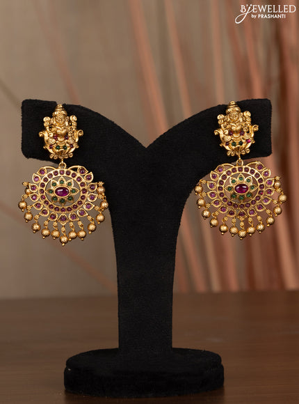 Antique haaram manga & lakshmi design with kemp stones golden beads hanging