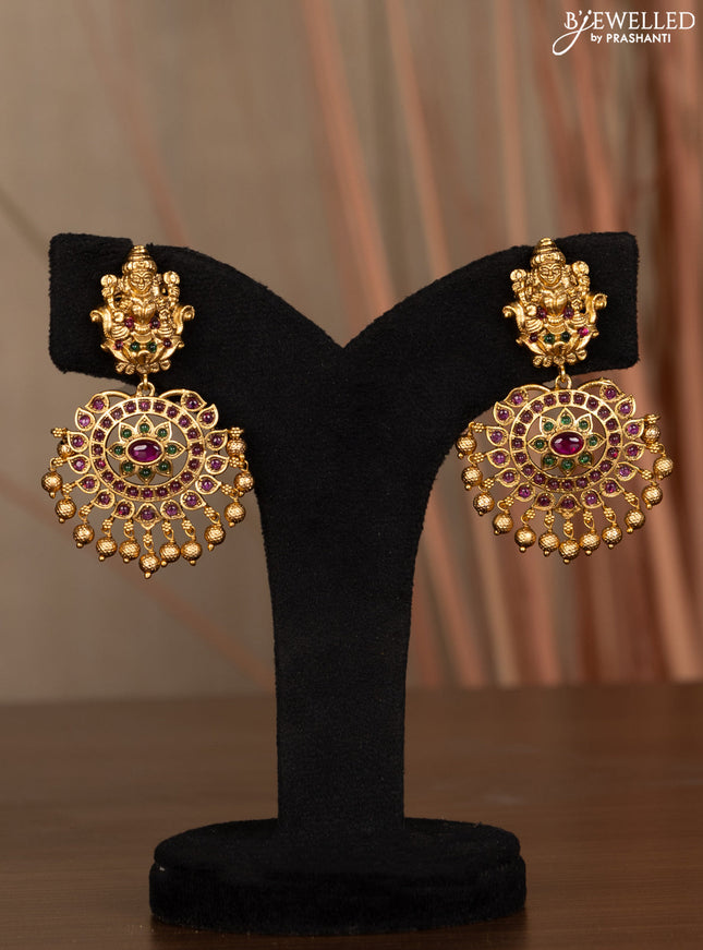 Antique haaram manga & lakshmi design with kemp stones golden beads hanging