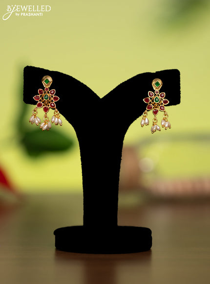 Antique attigai necklace with kemp stones and pearl hangings