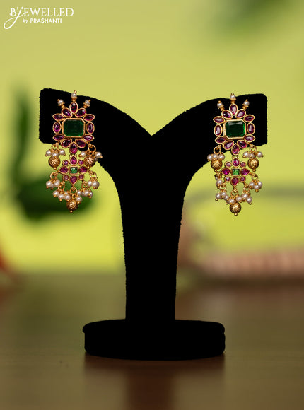 Antique attigai necklace with kemp stones and pearl hangings