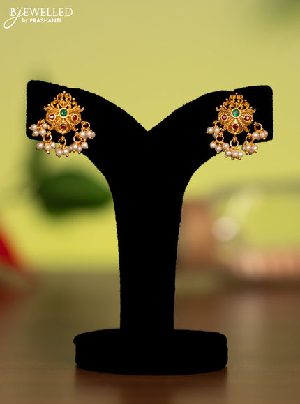 Antique attigai necklace with kemp stones and pearl hangings