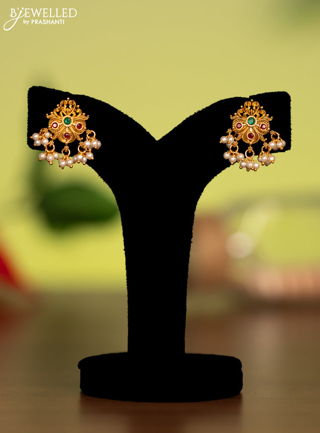 Antique attigai necklace with kemp stones and pearl hangings