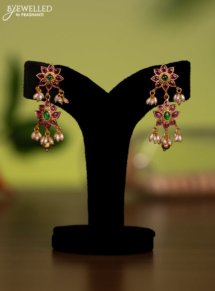 Antique attigai necklace with kemp stones and pearl & golden beads hanging