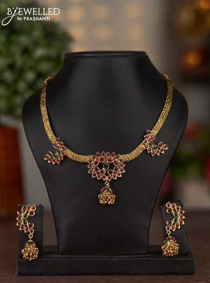 Antique attigai necklace with kemp stones and golden beads hangings