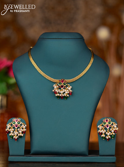 Antique attigai necklace with kemp stones and pearl & beads hangings