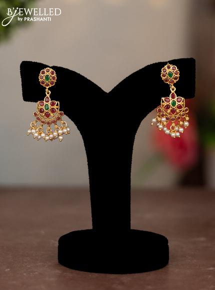 Antique attigai necklace with kemp stones and pearl hangings