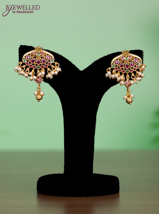 Antique attigai necklace with kemp stones and pearl hanging