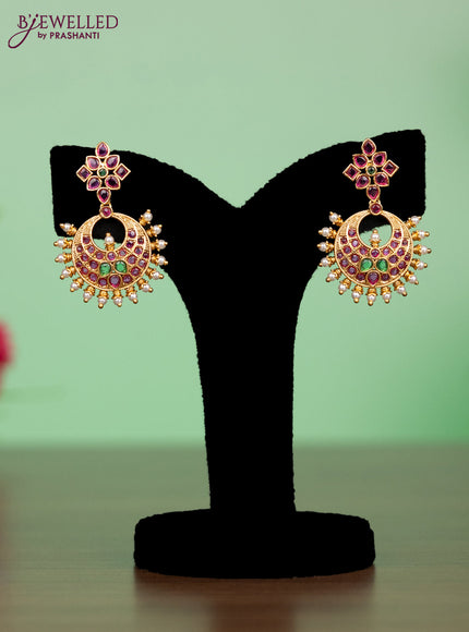 Antique attigai necklace chandbali design  kemp stones and pearl design