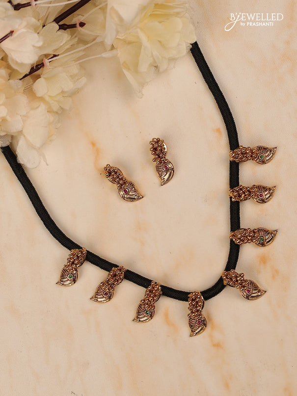 Black thread mango design with kemp stones