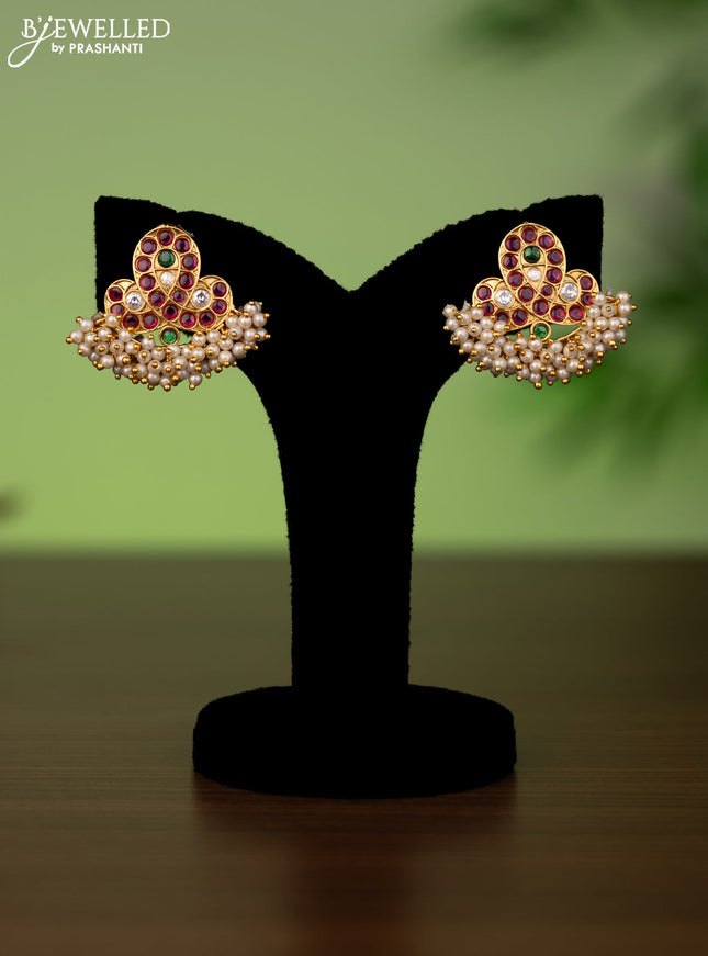 Antique attigai necklace with kemp & kundan stones and pearls