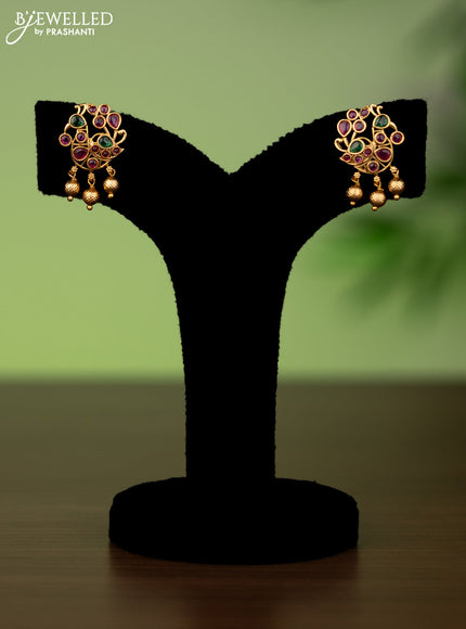 Antique attigai necklace with kemp pendant and golden beads hanging