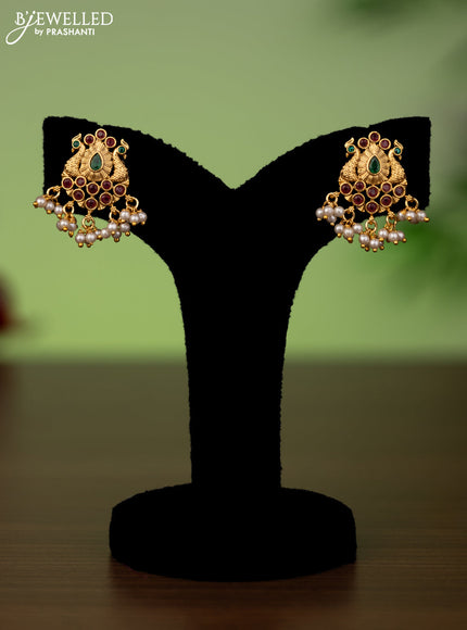 Antique attigai necklace with kemp stones and pearl hangings