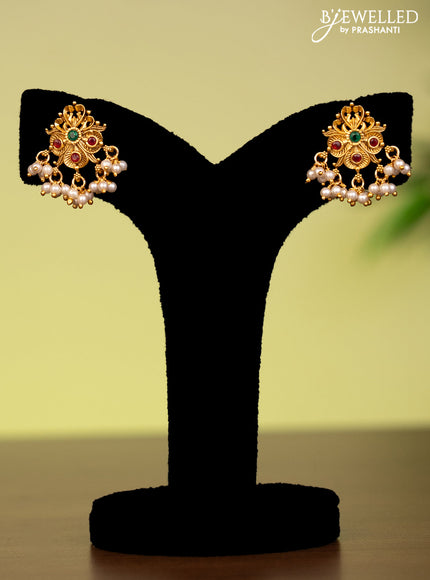 Antique attigai necklace with kemp stones and pearl hangings