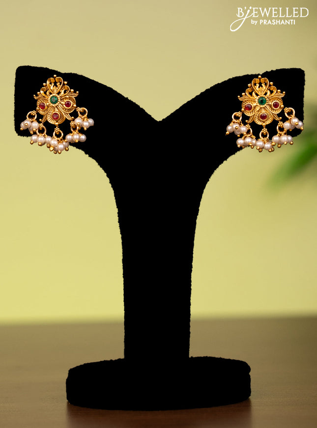 Antique attigai necklace with kemp stones and pearl hangings