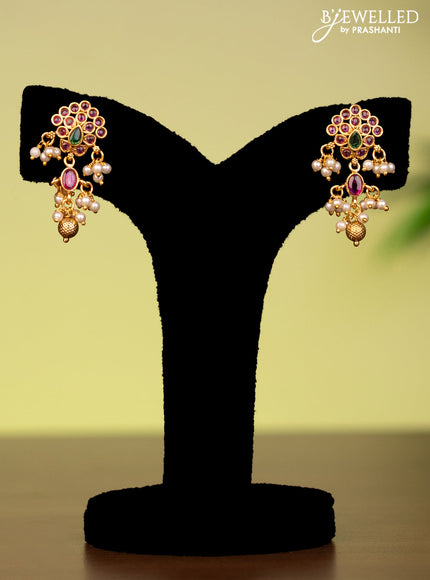 Antique attigai necklace with kemp stones and pearl & golden beads hanging