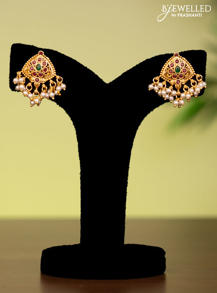 Antique attigai necklace with kemp stones and pearl hangings