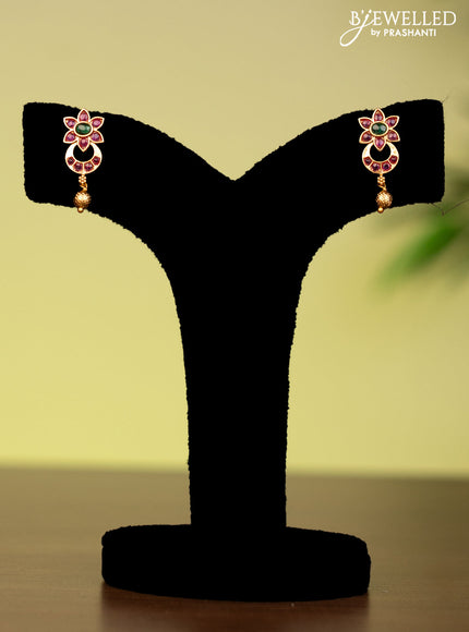 Antique attigai necklace with kemp stones and golden beads hanging