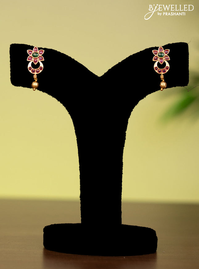 Antique attigai necklace with kemp stones and golden beads hanging