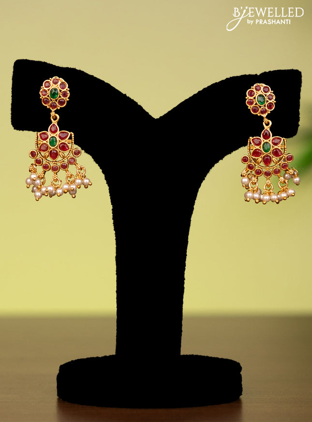 Antique attigai necklace with kemp stones and pearl hangings