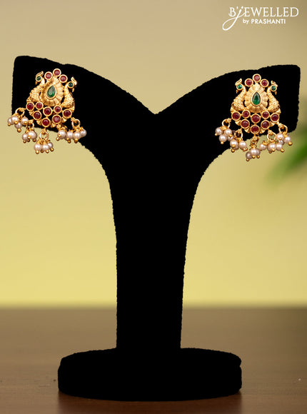 Antique attigai necklace with kemp stones and pearl hangings