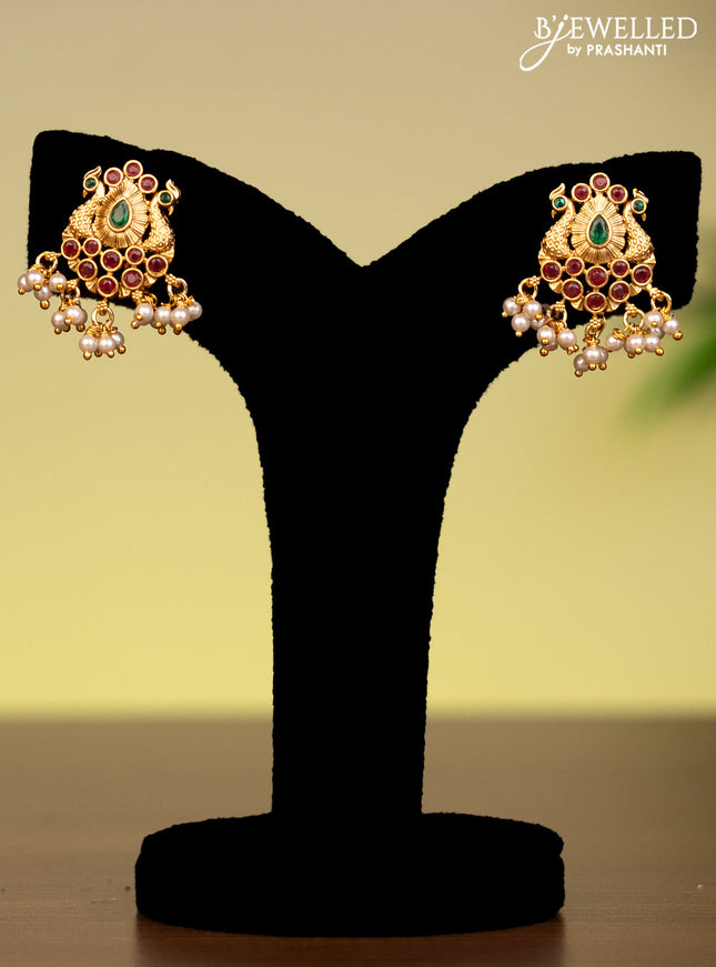 Antique attigai necklace with kemp stones and pearl hangings