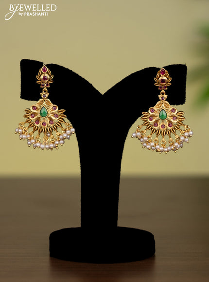 Antique attigai necklace with kemp stones and pearl hangings