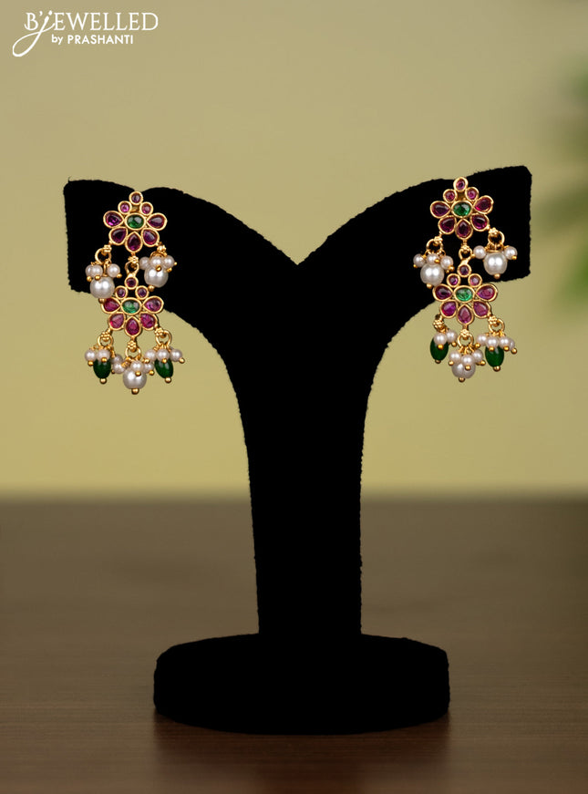 Antique attigai necklace with kemp stones and pearl & green beads hanging