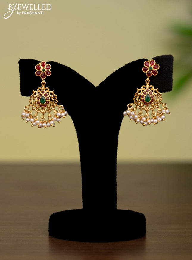 Antique attigai necklace with kemp stones and pearl hangings