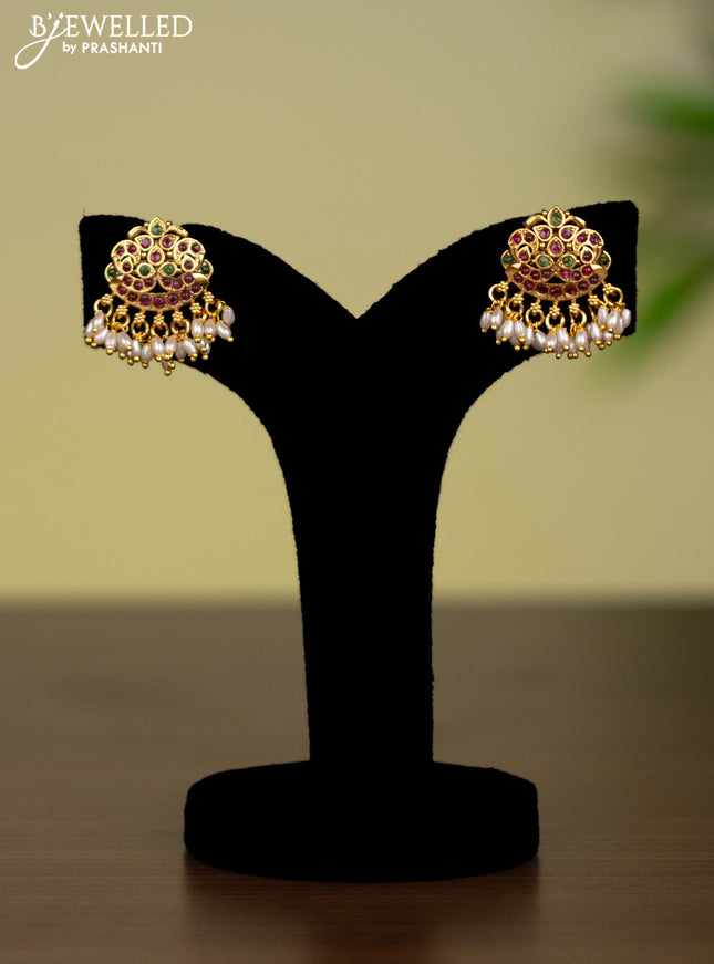 Antique attigai necklace with kemp stones and pearl hangings