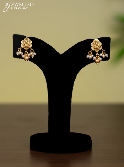 Antique attigai necklace with lakshmi pendant and pearl hangings