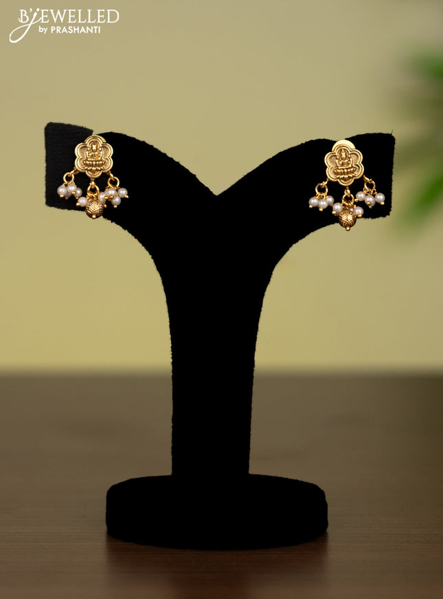 Antique attigai necklace with lakshmi pendant and pearl hangings