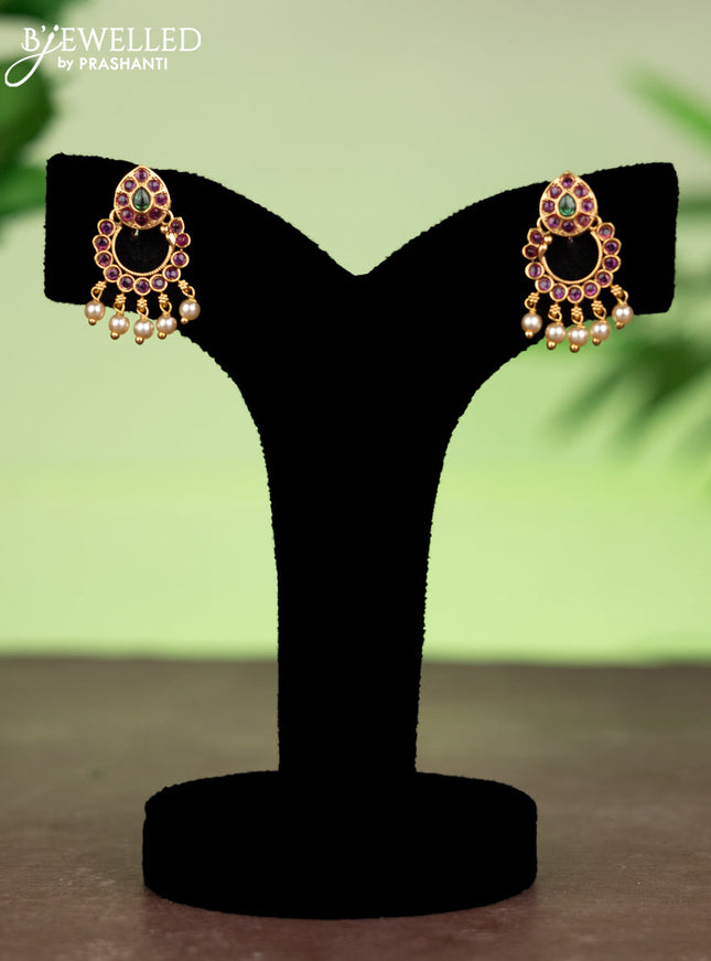 Antique Attigai Necklace with ruby,emerald stones and pearl hangings