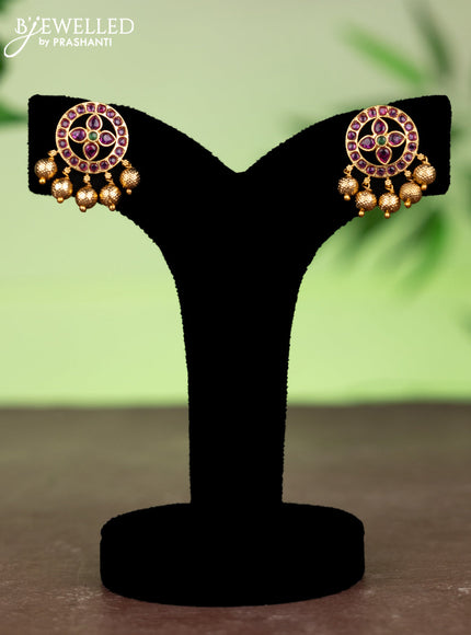 Antique Attigai Necklace floral design with ruby,emerald stones and gold hangings