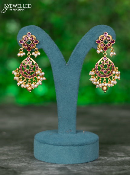 Black thread necklace lakshmi design with kemp stones and pearl & golden beads hangings