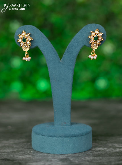 Black thread necklace with kemp & cz stones and pearl hangings